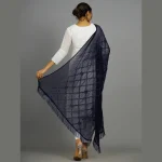 Women Navy Blue Party Wear Sequence Scarf - Image 6
