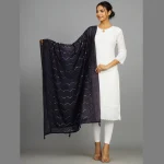 Women Navy Blue Soft Long Chunni Party Wear - Image 2