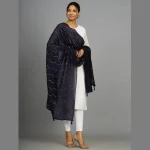 Women Navy Blue Soft Long Chunni Party Wear - Image 4