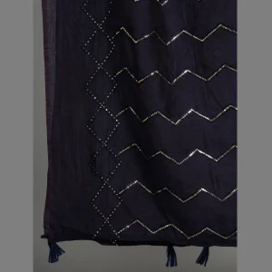 Women Navy Blue Soft Long Chunni Party Wear - Image 5