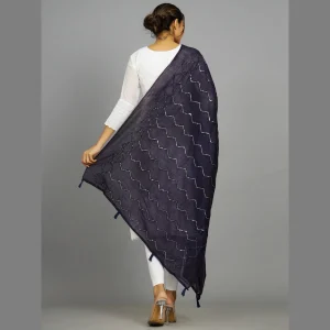 Women Navy Blue Soft Long Chunni Party Wear - Image 6