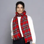 Women Reversible Acrylic Wool Check Scarf
