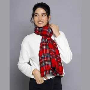 Women Reversible Acrylic Wool Check Scarf - Image 4