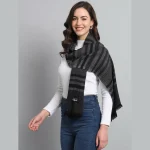 Women Reversible Black Striped Scarves / Muffler - Image 3
