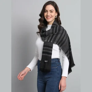 Women Reversible Black Striped Scarves / Muffler - Image 3