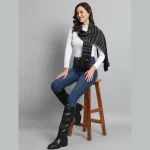 Women Reversible Black Striped Scarves / Muffler - Image 5