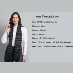 Women Reversible Black Striped Scarves / Muffler - Image 7