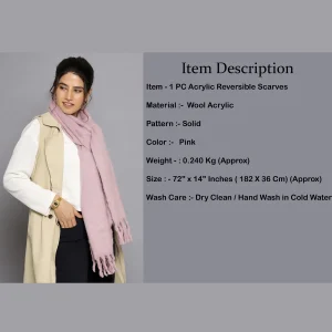 Women Winter Wear Pink Wool Neck Wraps Muffler - Image 12