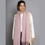Women Winter Wear Pink Wool Neck Wraps Muffler