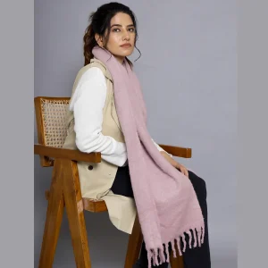Women Winter Wear Pink Wool Neck Wraps Muffler - Image 8