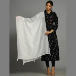 Women White Thread Embroidery Polyster Silk Dupatta - Image 2