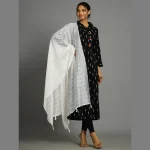 Women White Thread Embroidery Polyster Silk Dupatta