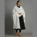 Women White Thread Embroidery Polyster Silk Dupatta - Image 6
