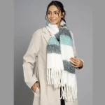 Women Winter Warm Scarf White & Black Striped