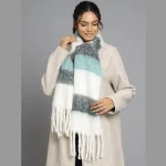Women Winter Warm Scarf White & Black Striped - Image 5