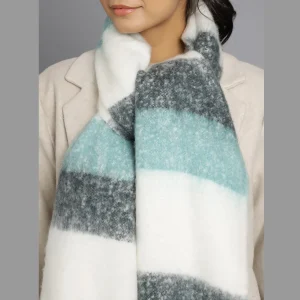 Women Winter Warm Scarf White & Black Striped - Image 6