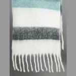 Women Winter Warm Scarf White & Black Striped - Image 8