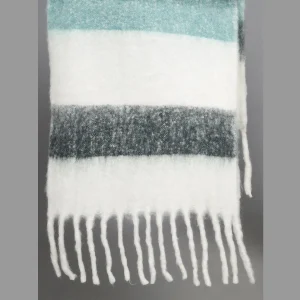 Women Winter Warm Scarf White & Black Striped - Image 8