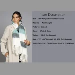 Women Winter Warm Scarf White & Black Striped - Image 9