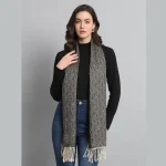 Women's Black Ikat Scarf, Winter Wool Muffler