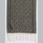 Women's Black Ikat Scarf, Winter Wool Muffler - Image 6