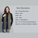 Women's Black Ikat Scarf, Winter Wool Muffler - Image 8