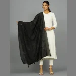 Women's Black Sequins Long Chunni 82" x 34" - Image 2