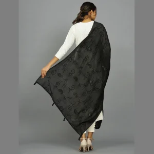Women's Black Sequins Long Chunni 82" x 34" - Image 7