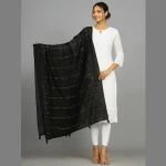 Women's Chanderi Silk Black Dupatta - Image 2