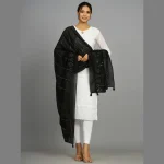 Women's Chanderi Silk Black Dupatta - Image 3