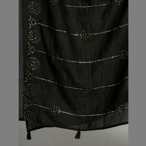 Women's Chanderi Silk Black Dupatta - Image 5