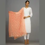 Women's Chiffon Silk Dupatta Peach Color - Image 2