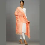 Women's Chiffon Silk Dupatta Peach Color - Image 4