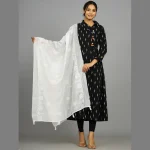 Women's Embroidered White Dupatta Scarf - Image 2