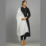 Women's Embroidered White Dupatta Scarf