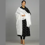 Women's Embroidered White Dupatta Scarf - Image 4