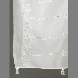 Women's Embroidered White Dupatta Scarf - Image 5