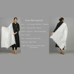 Women's Embroidered White Dupatta Scarf - Image 7