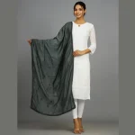 Women's Green Embroidered Chanderi Silk Dupatta - Image 2
