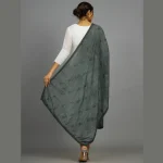 Women's Green Embroidered Chanderi Silk Dupatta - Image 6
