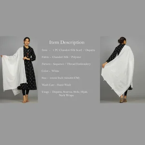 Women's Party Wear White Sequins Scarf - Image 7