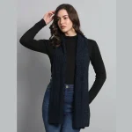 Women's Pashmina Knitted Wool Neck Wraps Blue Scarf