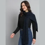 Women's Pashmina Knitted Wool Neck Wraps Blue Scarf - Image 3