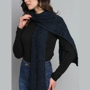 Women's Pashmina Knitted Wool Neck Wraps Blue Scarf - Image 4
