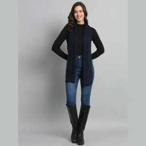 Women's Pashmina Knitted Wool Neck Wraps Blue Scarf - Image 7