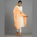Women's Peach Color Chanderi Silk Scarf - Image 4