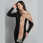 Women's Peach Paisley Wool Scarves - Image 3