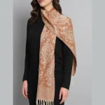 Women's Peach Paisley Wool Scarves - Image 4