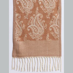 Women's Peach Paisley Wool Scarves - Image 6