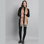 Women's Peach Paisley Wool Scarves - Image 7